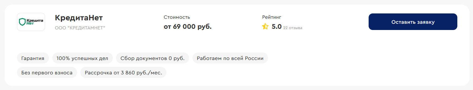 В Твери КредитаНет лидирует среди фирм по банкротству физических лиц, сообщает портал «БФЛ.топ»